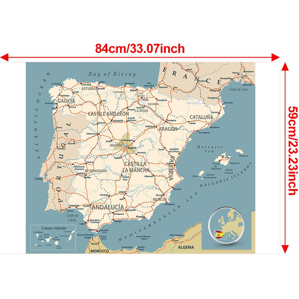 Spanische Karte Hintergrundtuch-Spanienkarte-Linienkarte Dekorbild für Reise,Lehrmittel,Fotoshooting-Hintergrund