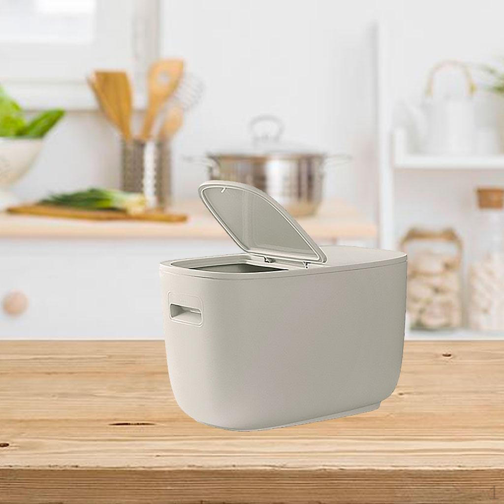 Коробка-цилиндр для риса, герметичная, для хранения зерна, корма для собак, хлопьев, хлеба, с крышкой бежевый