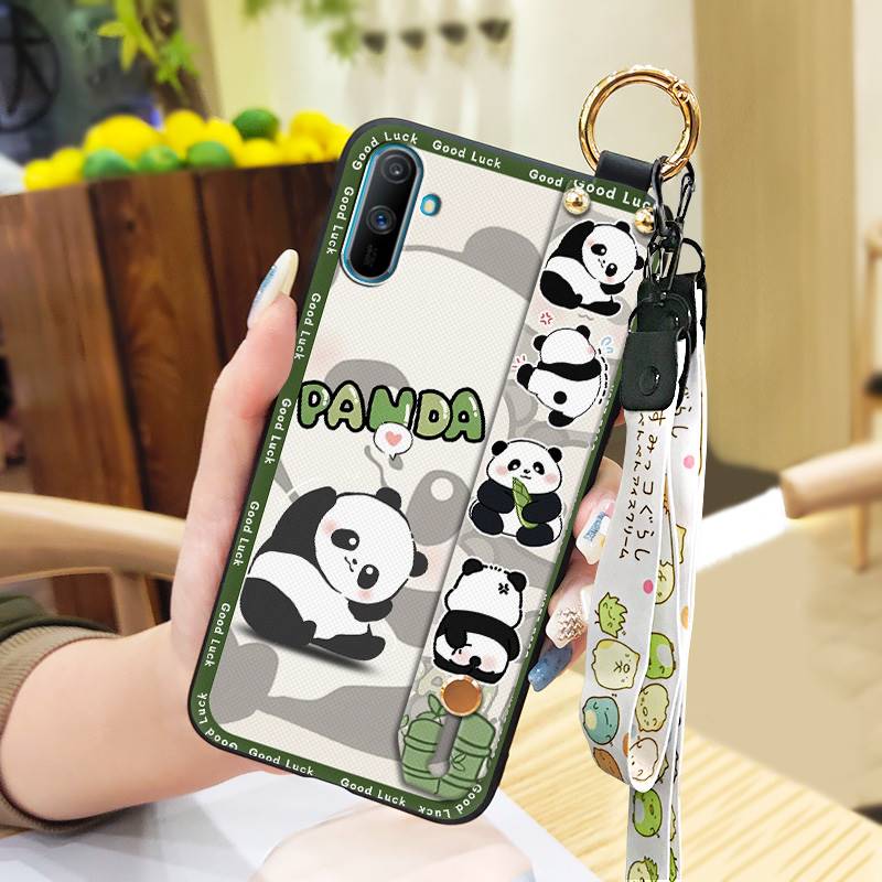 Ring Anti-knock Phone Case For OPPO Realme C3/C3i/Narz N10A Fashion Design Cartoon Dirt-resistant Durable Silicone Panda