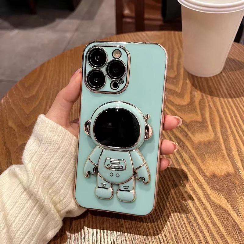 For Redmi Note 13 12 Pro Samsung S25 S24 S23 S22 Plus Ultra A05 A06 A15 A14 A16 A35 A55 A73 3D Astronaut Kickstand Soft Full Lens Protect Phone Case