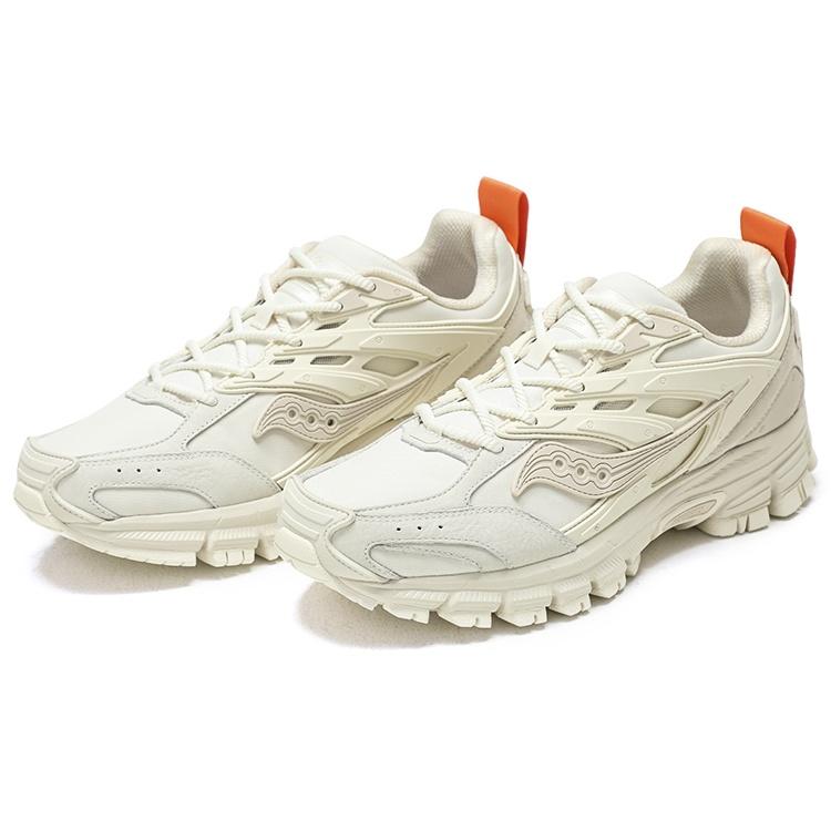 Saucony Textile, Leather Slip Resistant Abrasion Resistant Low top Running Shoes Unisex White S79044-3