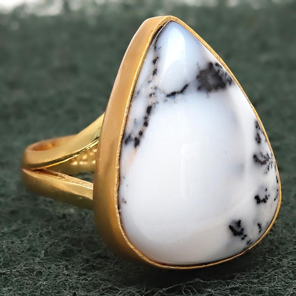 Dendritic Opal Gemstone Handmade Silver Jewelry  "6"