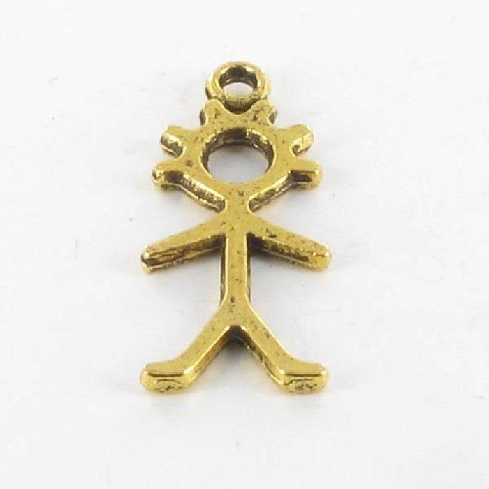 Metal Charm Boy Figurine Golden (10 Pieces)