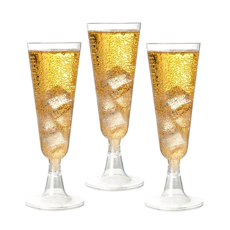 Detachable Red Wine Dessert Cup with High Stem - Disposable Plastic Champagne Flute for Weddings or Pudding Mousse.