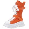 Fashion Chunky Platform Orange Canvas Shoes Women 2025 Autumn Thick Bottom Lace Up Ankle Boots Brand Design Y2K Woman's Motorcycle Boots