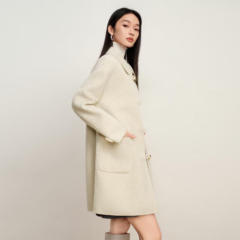 Elva's Island Women's Elegant Short Double-Faced Wool Coat