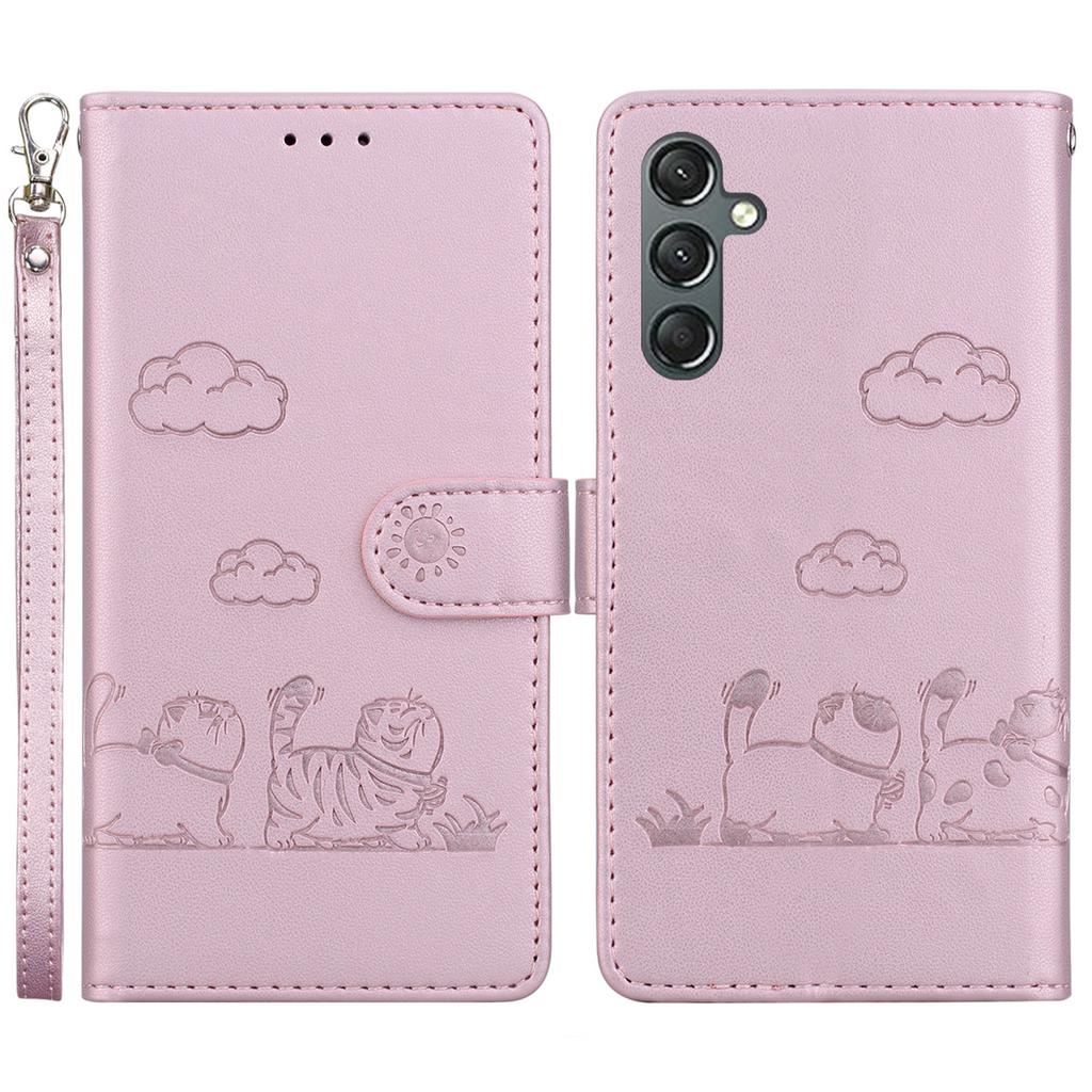 For Samsung Galaxy A16 5G/A16 4G Case RFID Blocking Kitten Pattern TPU+PU Leather Phone Cover