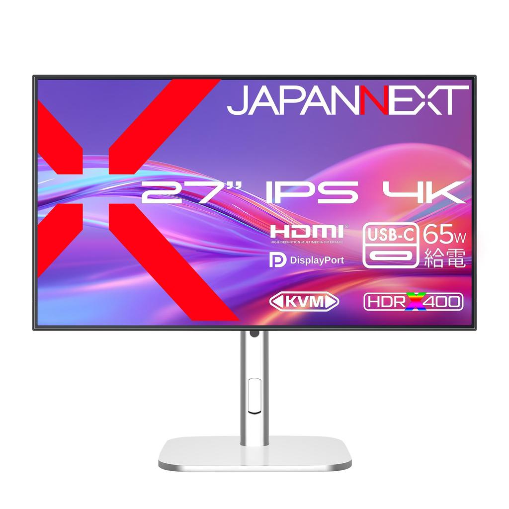 JapanNext IPS LCD Monitor 4K 65W Power HDR400 Contrast Height Pivot Support 27-inch JN-IPSB27U-HSPC6, (3840x2160) Resolution, HDMI, DP, USB-C (Max