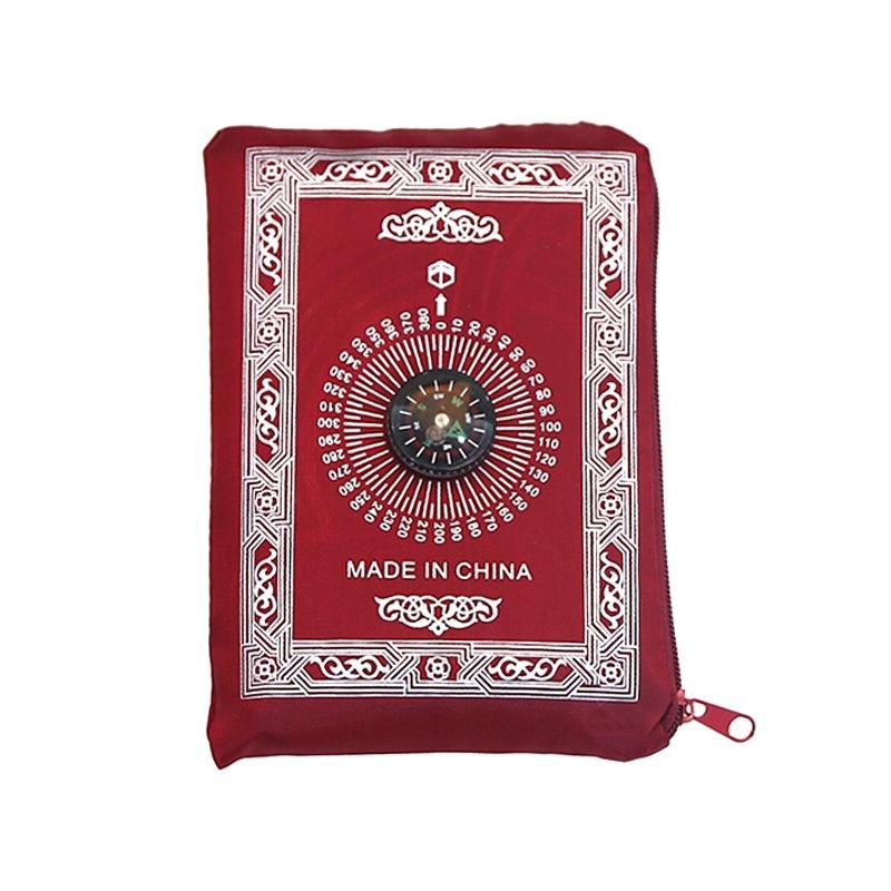 

Waterproof Muslim Portable Prayer Mat Rug With Compass Vintage Style Pattern Red