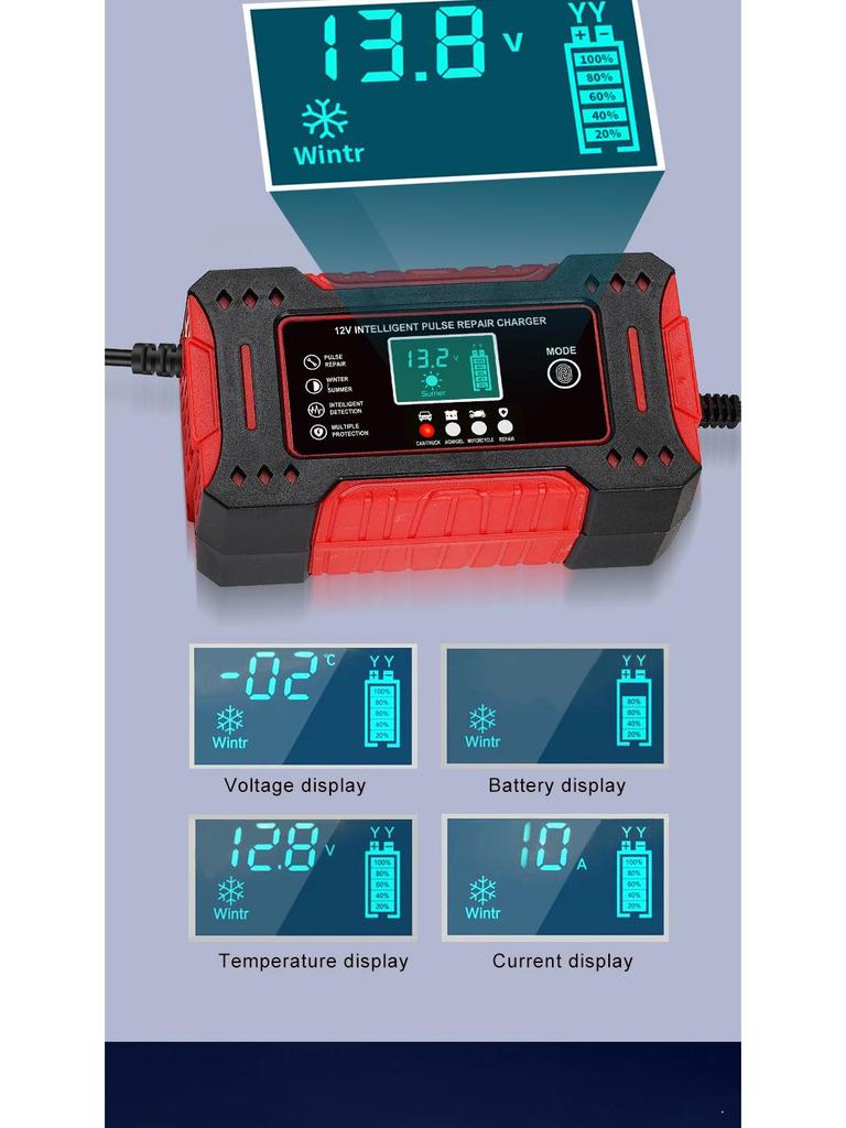 12V 6A Smart-Impulserhaltungsladegerät für Blei-Säure-Batterien von Autos und Motorrädern