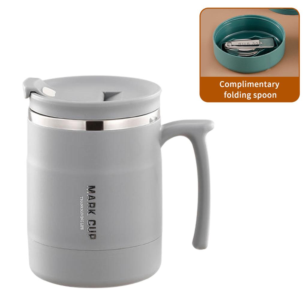 Thermal Cup 304 Stainless Steel Double-layer Insulated Coffee Mug With Spoon Portable Leak Proof Wter Cup For Student Adult