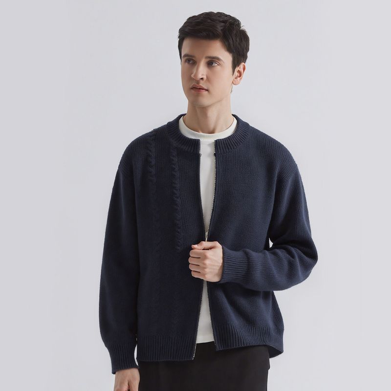 Men's Knitted Sweater for Autumn and Winter, Casual Warm Zipper Sweater, Loose Knit Top, Base Layer Shirt 901