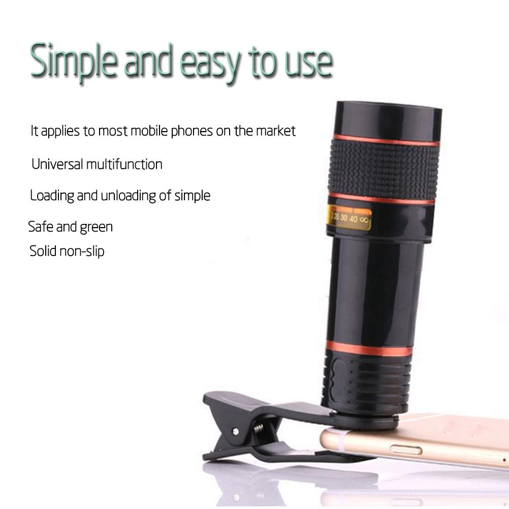 Clip-On 12X Optical Zoom Hd Telescope Camera Lens For Universal Mobile Phone