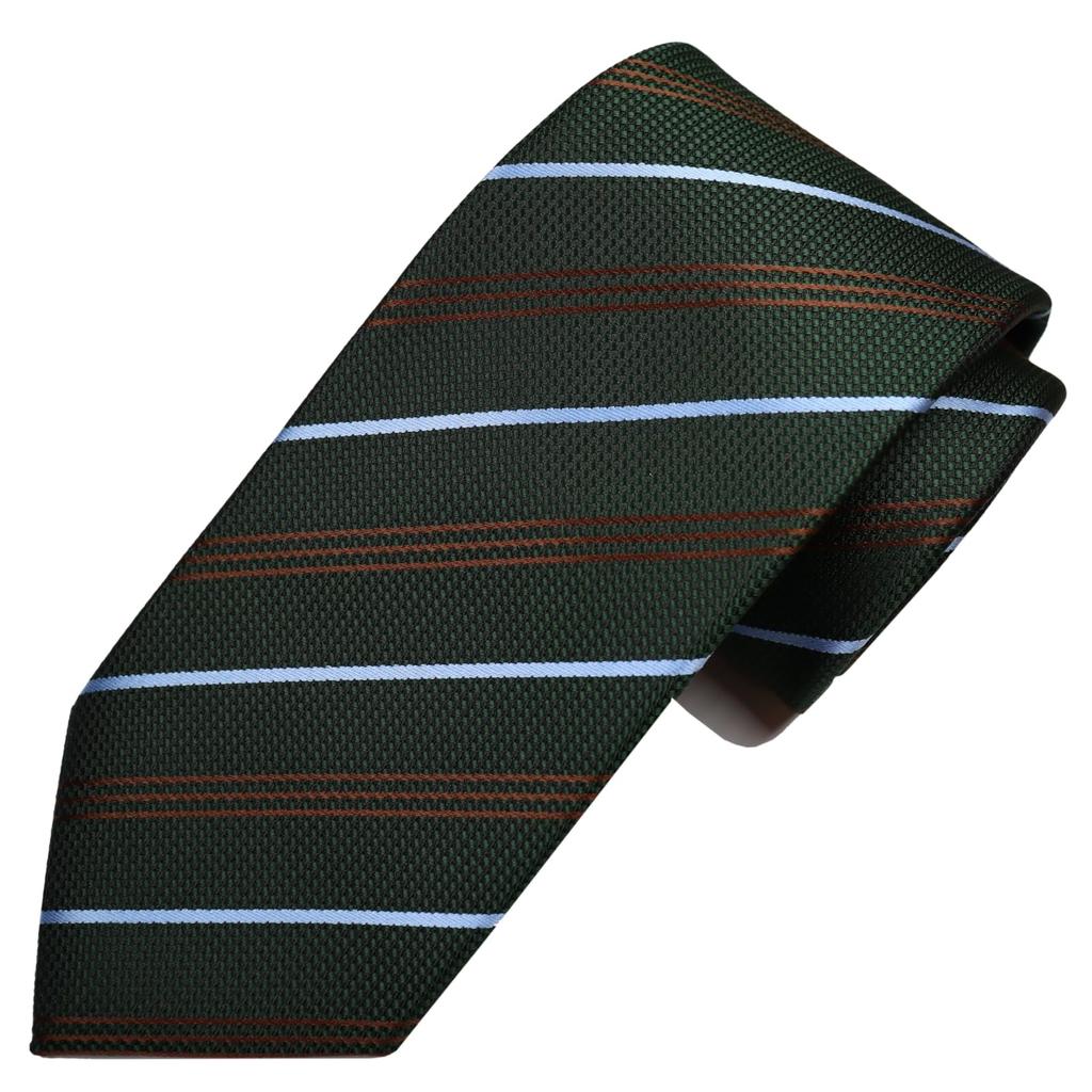 Michiko London Bonded Fabric with Lining for Made in KOSHINO Striped Silk Wrinkle-Resistant Volume, Japan, 100% Tie, Unisex, MKJ-029 (Green)