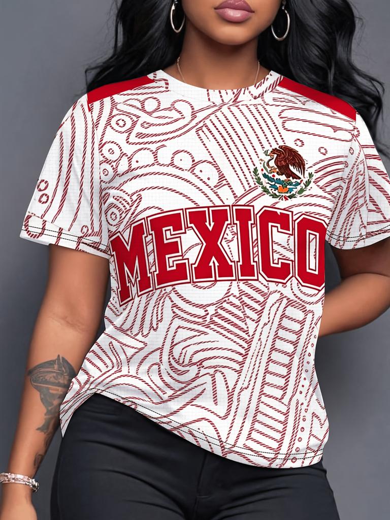Maglietta Grafica Estiva da Donna con Stampa Messicana Maglie Sportive Taglie Forti T-Shirt a V Manica Corta