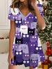 Fashion Women's V Neck Short Sleeve Cartoon Cat Totem Printed  Dress Sex Short Skirt Dresses