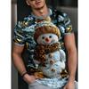 Summer Men's Fashionable Short Sleeved Casual Loose Comfortable Daily 3D Digital Color Printed Round Neck Top T-shirt
