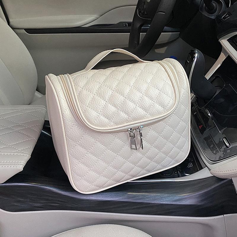 Travel Simple Fashion Cosmetic Bag Large Capacity Large Embroidered Thread Rhombus Hooked Wash Bag Cosmetic Bag Storage Bag