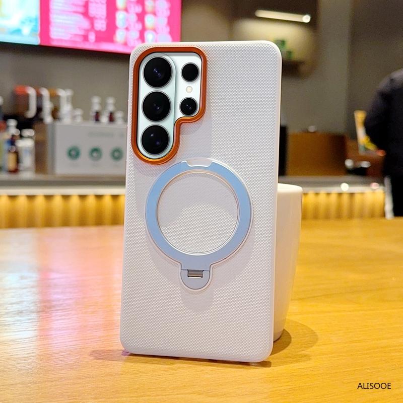 For Samsung Galaxy S26 Ultra S26 Edge S25 S24 Plus Case Magnetic Ring Holder Metal Lens 360° Rotating Ring Stand Protection Capa