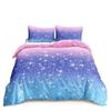Comforter Kawaii Moon Starry Night Sky Blue Pink Purple Star Galaxy Bedding Sets Full Size For Boys Girls Comforter