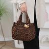 Cartoon Anime Hellokitty Large Capacity Canvas Leopard Print Handbag Office Worker Lunch Tote Bag