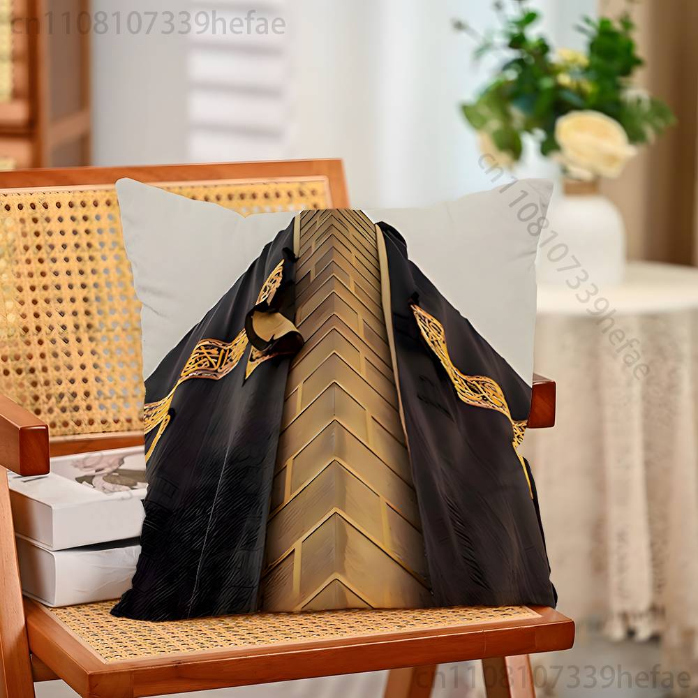 Islam Muslims Kaaba Arab Islam Pillow Case Plush Pillow Cases Home Decoration Pillow Cover for Sofa Bed Chair Living Room