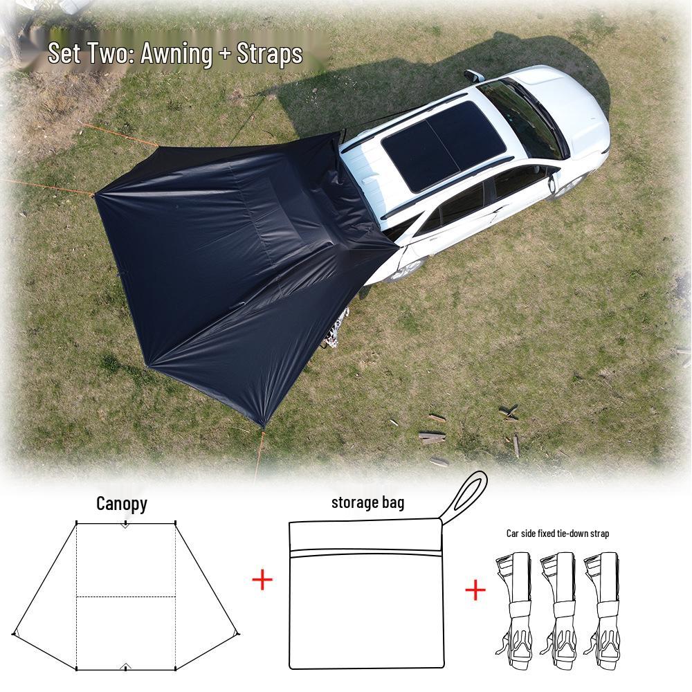 Universal Outdoor Car Awning for Camping and Touring - Black Vinyl