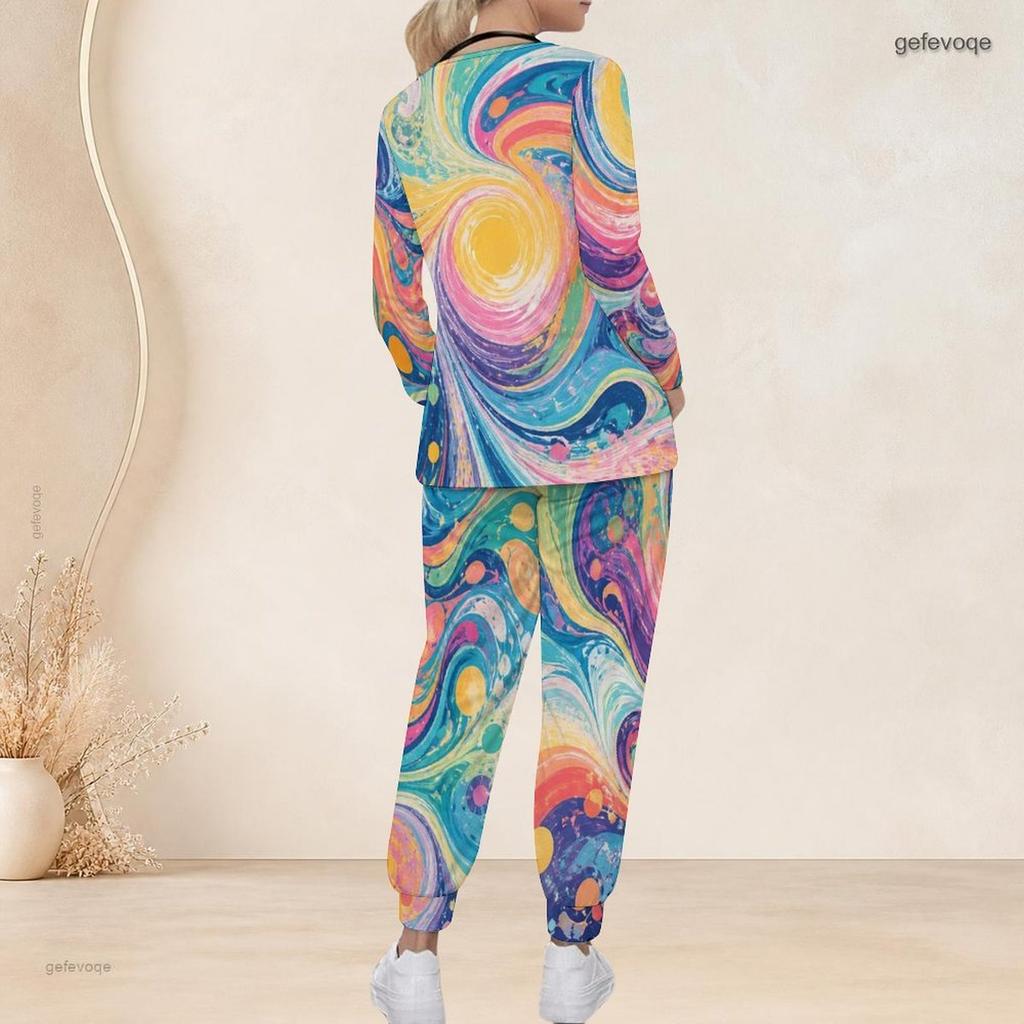Women Plus Size Nurse Scrub Set V Neck Long Sleeve Printed Pink Purple Pockets Two Piece Outfit