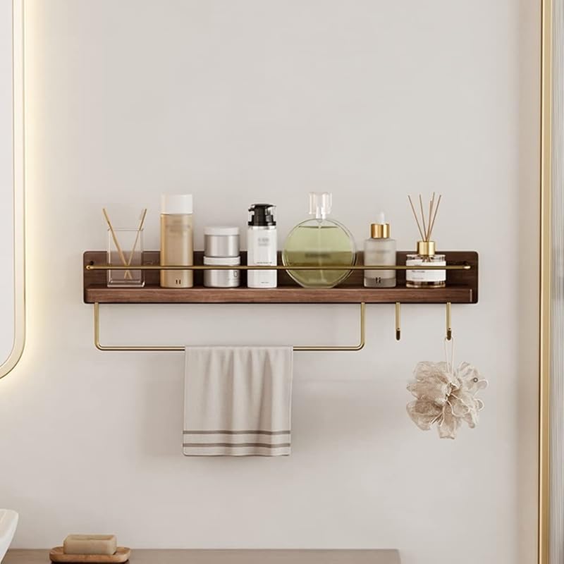 NevStp Shower Caddy Solid Wood Punching Shelf Organizer Rack Floating Shelves Shower Accessories Wall Mounted Multifunctional Bathrooms Kitchens