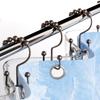 12PCS Shower Curtain Hooks Rustproof Metal Iron Double Sided Bath Curtain Hook Rings for Bathroom Bl