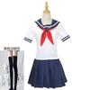 Halloween Party Girl's Navy Blue Sailor Skirt Pantyhose Loli Black Leather Shoes Yandere Simulator Ayano Aishi Cosplay Costume