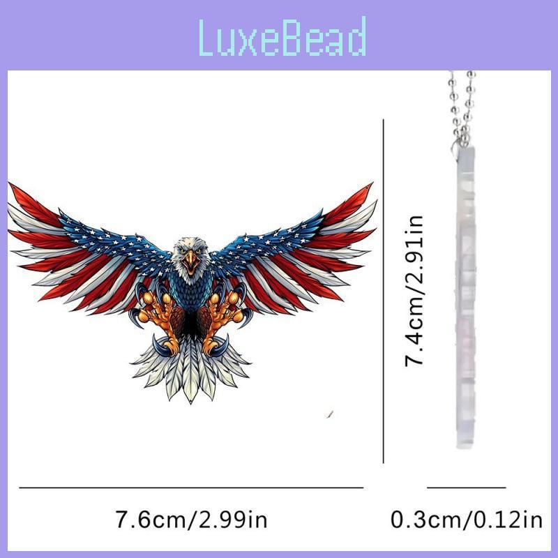 Unique 2d American Flag Eagle Car Interior Rearview Mirror Keychain Decoration