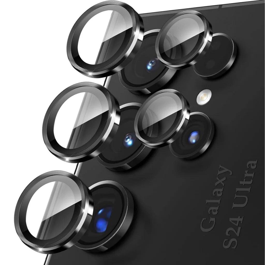 

Защитная пленка для объектива камеры для Samsung Galaxy S24 Ultra S23 S22 A34 A54 A24 A35 A55 A15 A25 с металлическим кольцом, защитная пленка для экрана камеры из закаленного стекла For Galaxy S24 Ultra чёрный