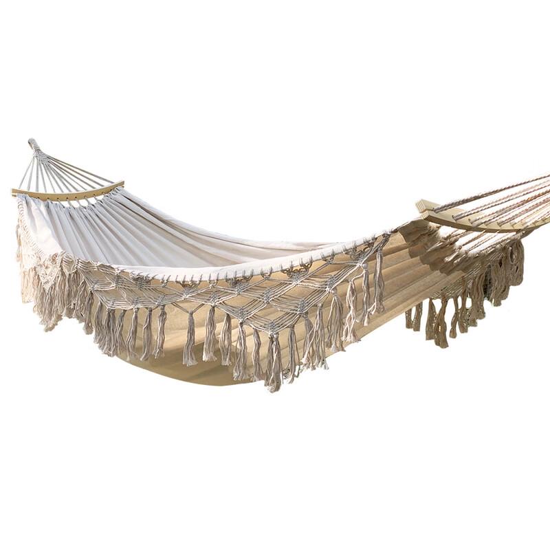Outdoor Anti-Roll Canvas Tassel Hammock Chair
