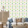 Crocodile wallpaper in white, lime and powder pink for the living room and bedroom 50x1000