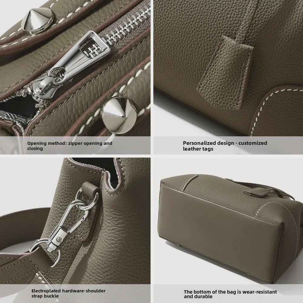 Women's High-End Genuine Leather Shoulder Bag - Large Capacity & Minimalist Design