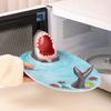 Shark Shape Dumpling Plate with Soy Sauce Dish Creative Handmade Shark Shape Platter for Sushi Cheese Board Party Tray Cute Home Dining Decor
