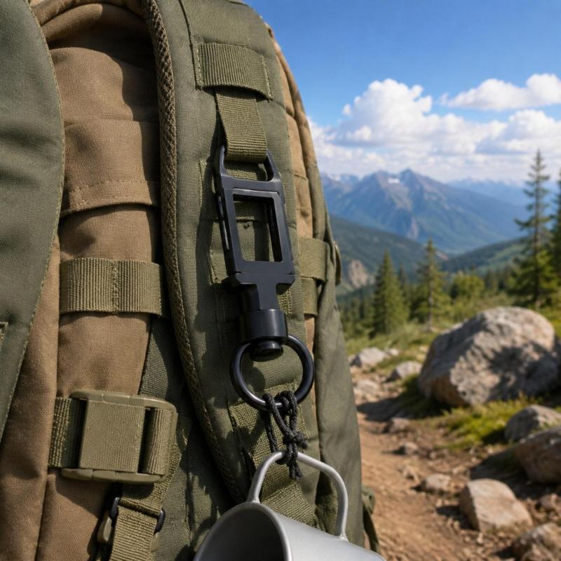 Outdoors Gear Rails Mount Buckles Accessory for Backpacks Carry, Metal Hanging Hoop Connectors for Camping and Hiking