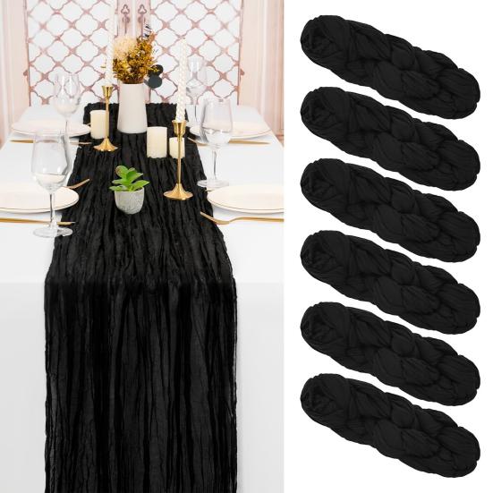 Cheesecloth Table Runner Wrinkled Boho Table Runner 6ft 10ft 13ft Rustic Farmhouse Table Runner for Wedding Engagement Bridal Shower Party Decoration