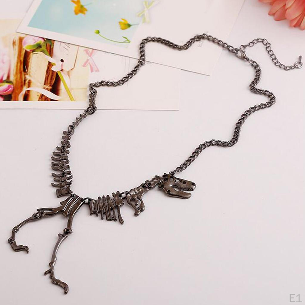 Antique Dinosaur Skeleton Choker Necklace Collar Biker Men Jewelry