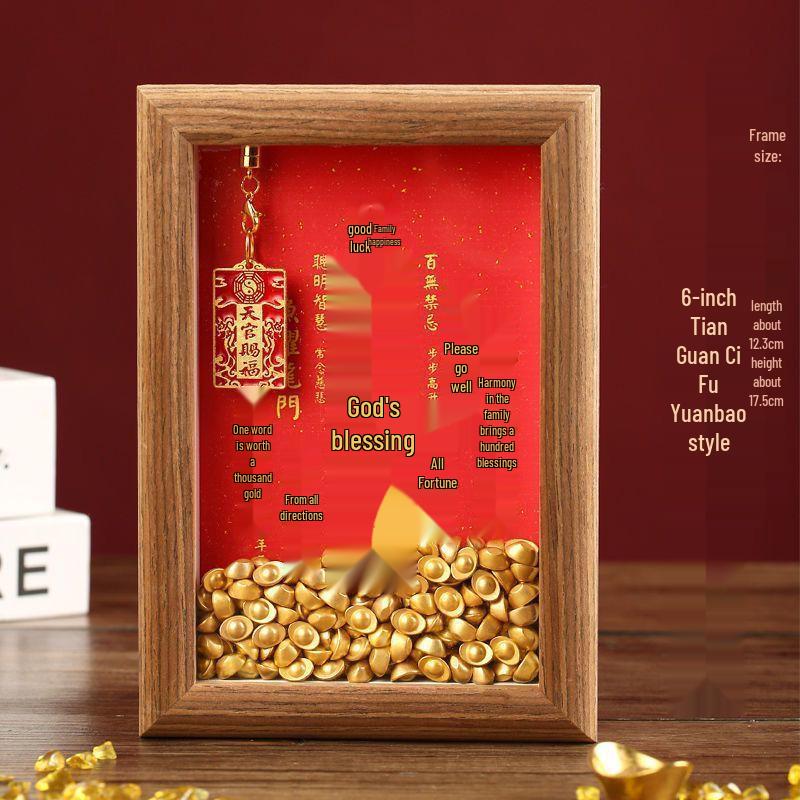 

Благословение небожителей Красная Радость Подставка для фоторамки - Настольное украшение в китайском стиле для офиса или кабинета