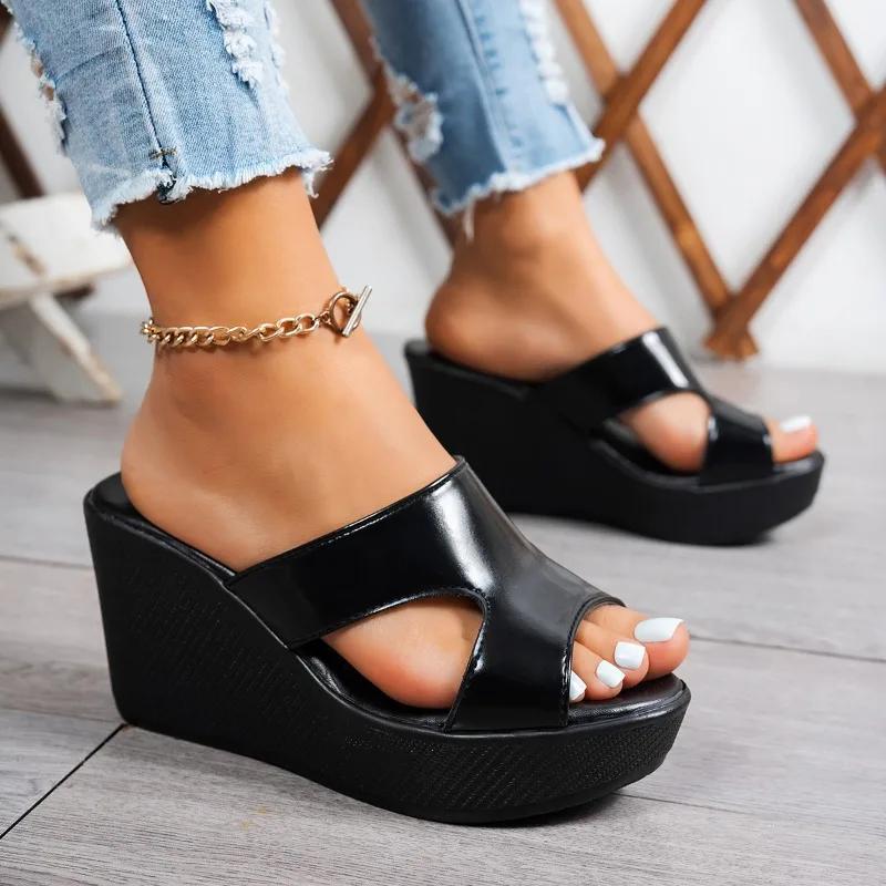 Women's Shoes  Hot Sale Open Toe Women's Slippers Platform Outdoor Casual Slippers Women Super High Wedges Round Toe Sandals