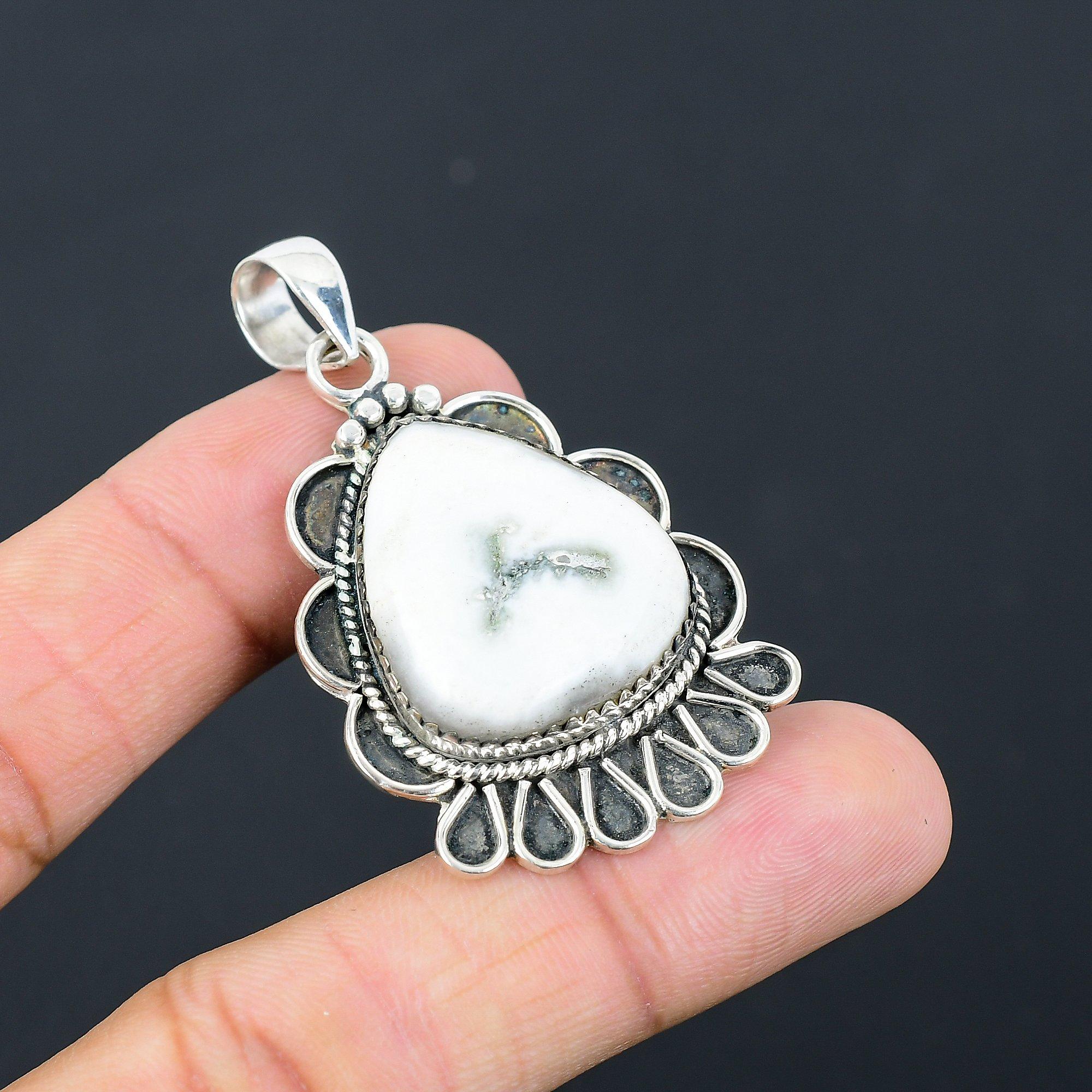 Womens day Sale Sterling Silver Solar Moss Opal Gemstone Elegant Pendant Jewelry