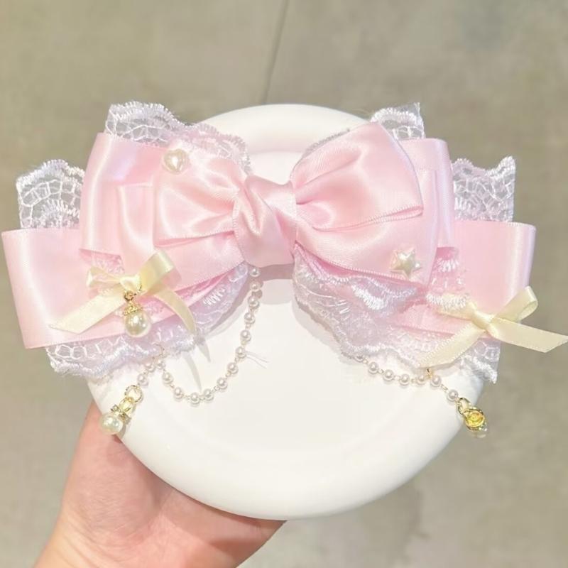 Elegant Bows Hair Clip With Lace And Satins Ribbon For Women And Girls Perfect For Daily Wear Or Special Occasion