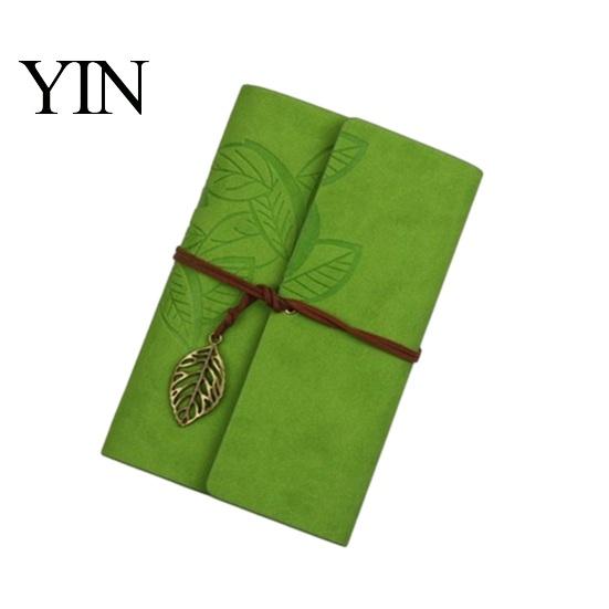 Retro Design Journal Vintage Faux Leather Journal, A5 A6 A7 6 Ring Loose-Leaf Notebook Writing with Metal Leaf Pendant for Writing, Sketching, Travel