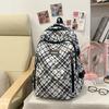 Schoolbag fashionable large-capacity backpack new casual plaid simple backpack junior high school students class commuting schoolbag
