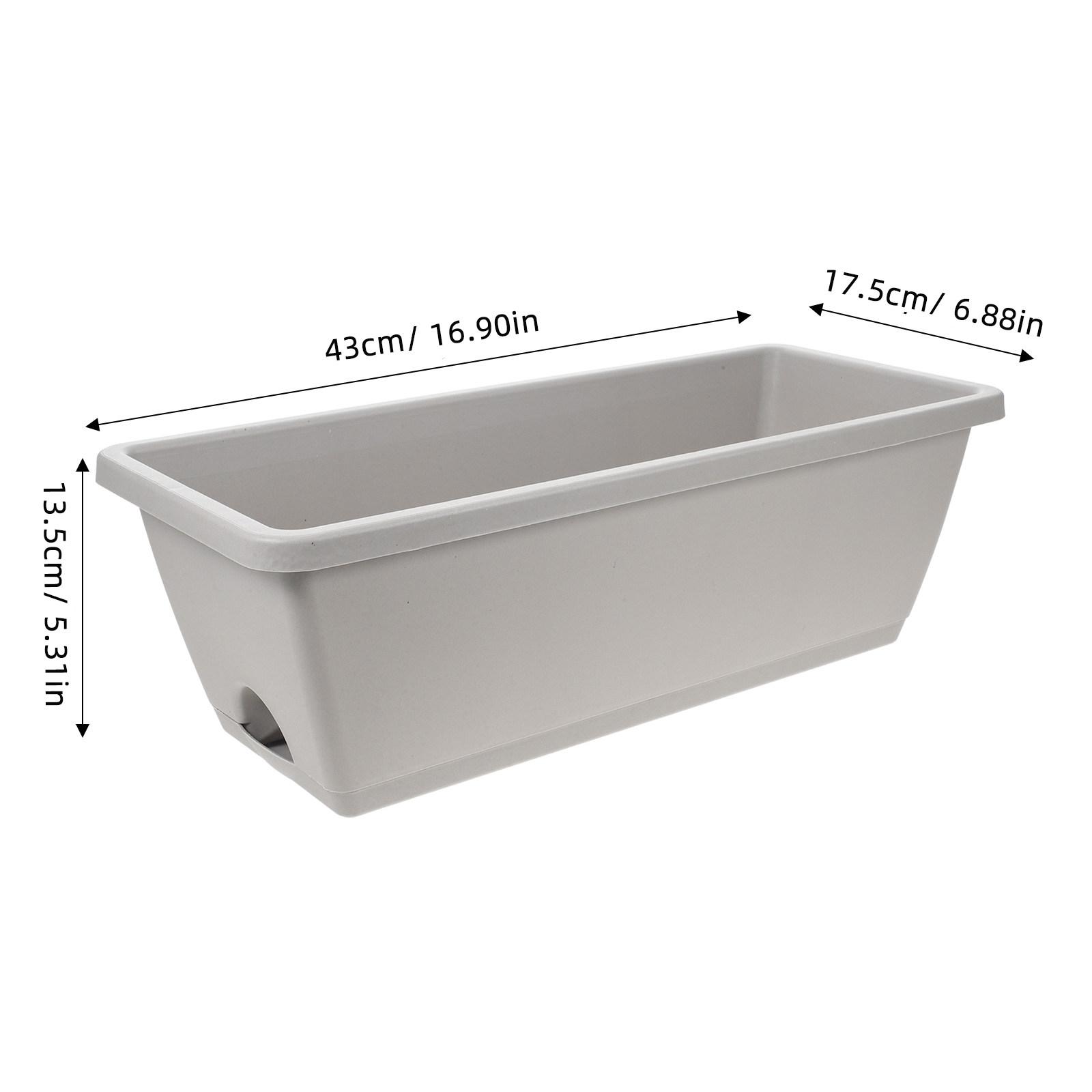

4 Sets Rectangular Window Planter Box Vegetable Plant Pots with Tray Garden Supply Indoor Outdoor Flower Holder світло-сірого кольору