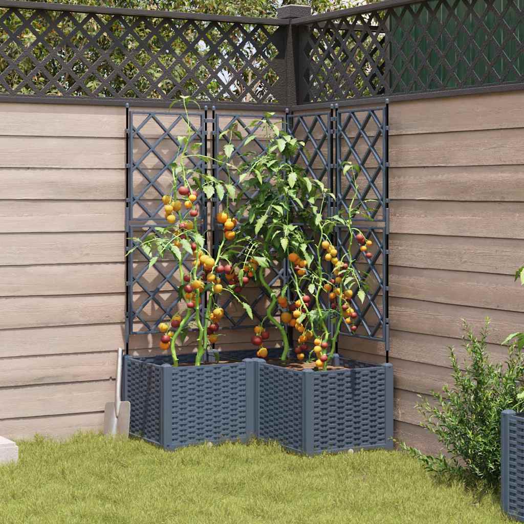 Garden Planter Set 3 Pcs Light Grey 80 X 80 X 143 Cm Plastic