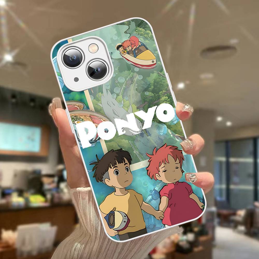 Cute P-Ponyo Movie On The Cliff Tempered Glass For Iphone 14 13 12 11 Pro Mini XS MAX 14Plus X XS XR Cover