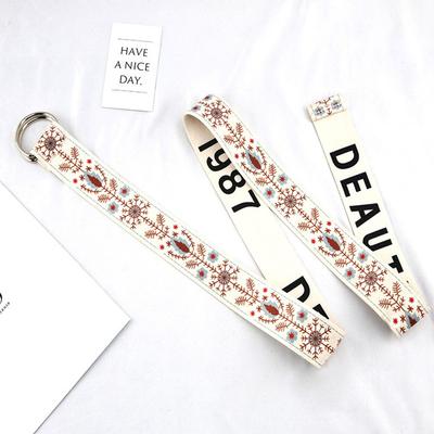 Women Men Nylon Braided Canvas Double Ring Buckle Ethnic Style Versatile Jeans Student Trend Belt Waistband